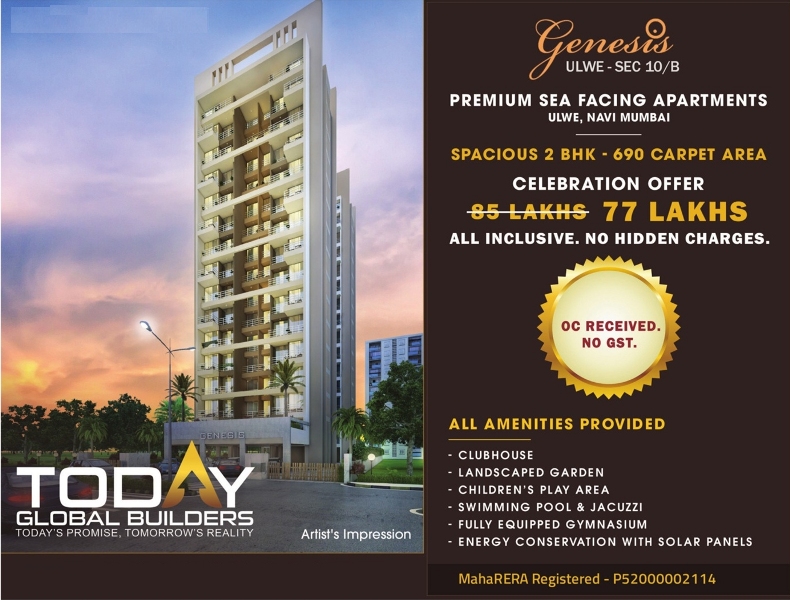 Premium sea facing apartments at Today Global Genesis, Ulwe Sec 10/B, Navi Mumbai Update